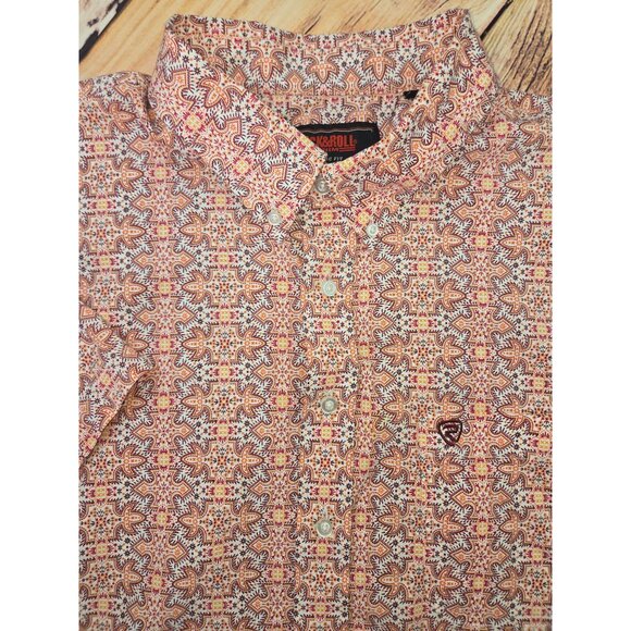 Rock & Roll Denim Mens Classic Fit Button-Up Shirt XXL Short Sleeve Paisley - Picture 4 of 6